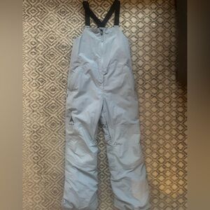 Burton bib overall snow pants, kids size L, like new. Light blue